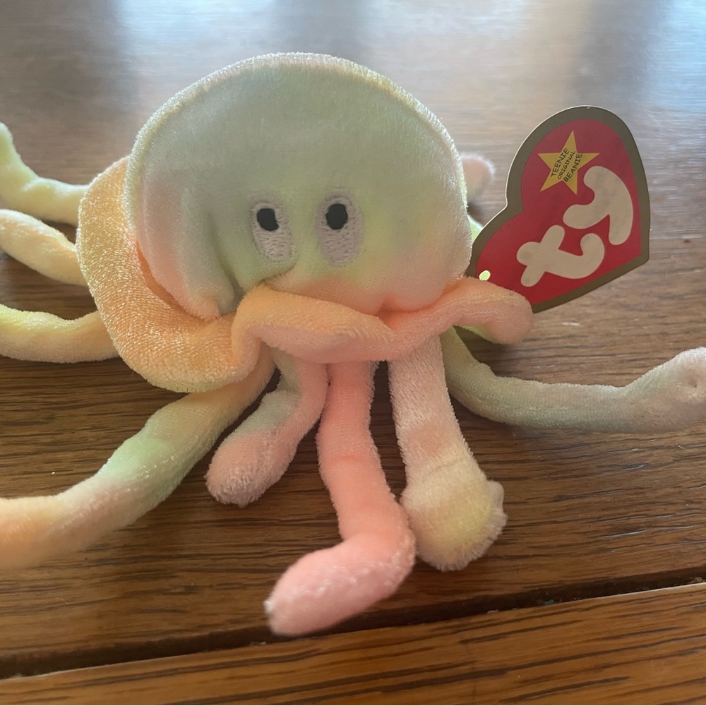 Ty Vintage Goochy Beanie Babies & Teenie Beanie Baby. Pastel tie dye colors.
